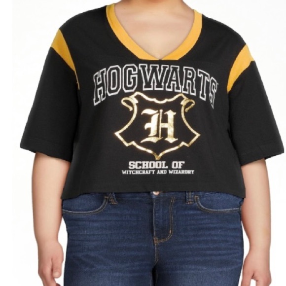 77. Hogwarts Skimmer Graphic Tee Short Sleeve Cropped Harry Potter  size XXXL - Picture 2 of 8